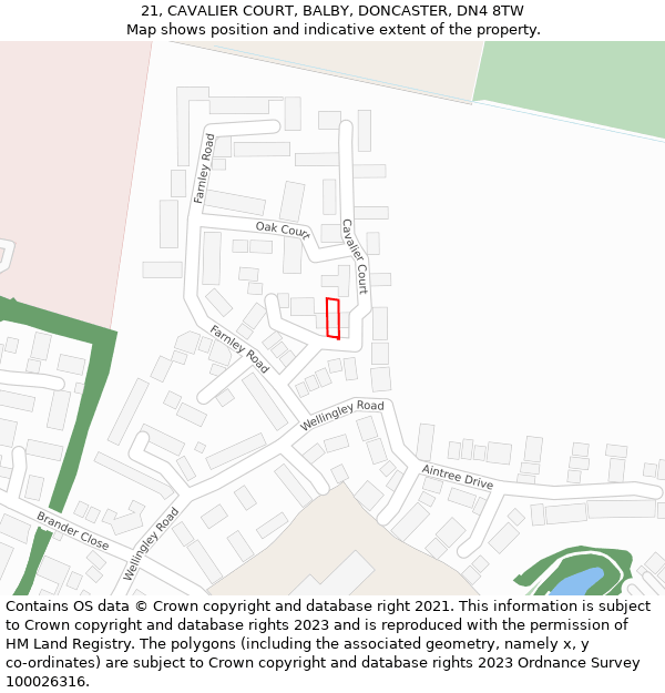 21, CAVALIER COURT, BALBY, DONCASTER, DN4 8TW: Location map and indicative extent of plot