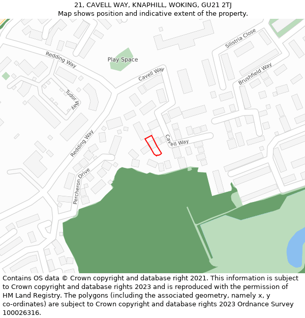 21, CAVELL WAY, KNAPHILL, WOKING, GU21 2TJ: Location map and indicative extent of plot