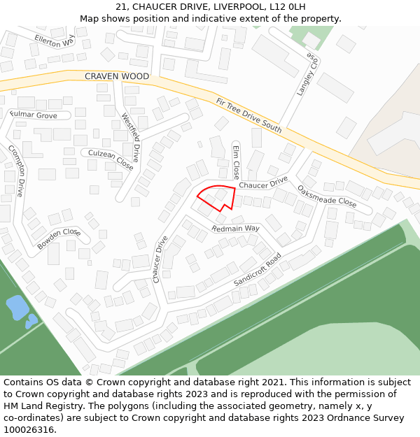 21, CHAUCER DRIVE, LIVERPOOL, L12 0LH: Location map and indicative extent of plot
