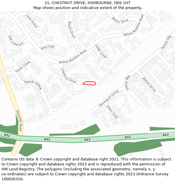 21, CHESTNUT DRIVE, ASHBOURNE, DE6 1HT: Location map and indicative extent of plot