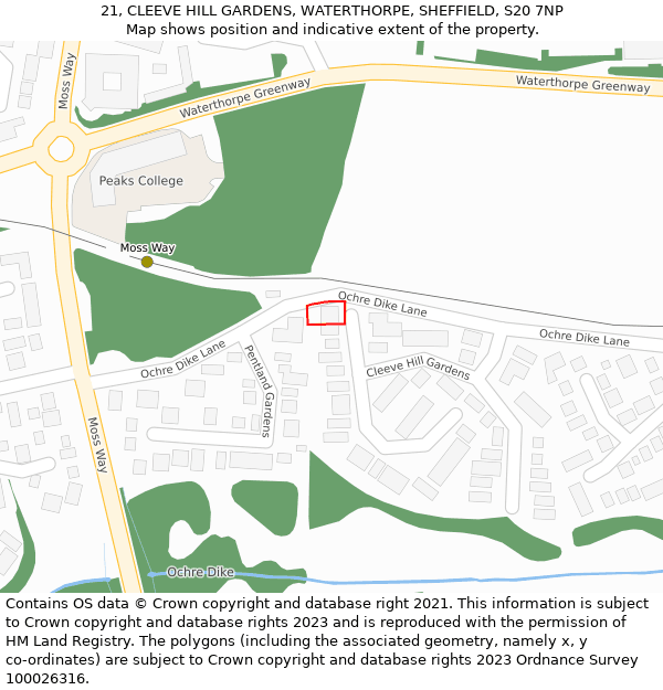 21, CLEEVE HILL GARDENS, WATERTHORPE, SHEFFIELD, S20 7NP: Location map and indicative extent of plot