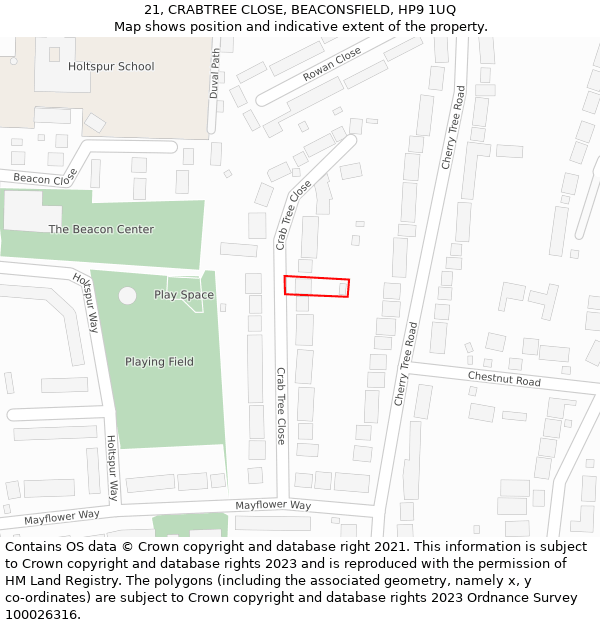 21, CRABTREE CLOSE, BEACONSFIELD, HP9 1UQ: Location map and indicative extent of plot