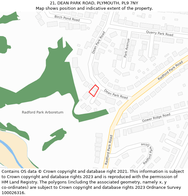 21, DEAN PARK ROAD, PLYMOUTH, PL9 7NY: Location map and indicative extent of plot
