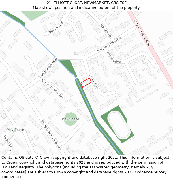 21, ELLIOTT CLOSE, NEWMARKET, CB8 7SE: Location map and indicative extent of plot