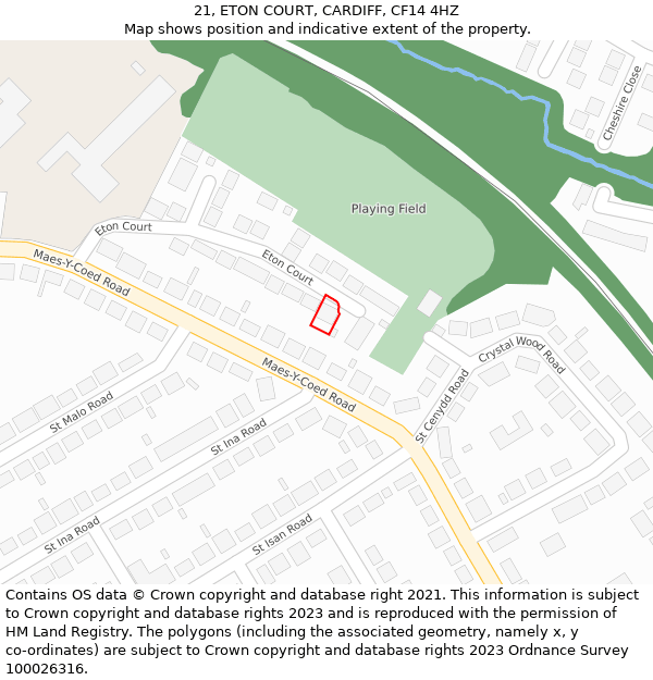 21, ETON COURT, CARDIFF, CF14 4HZ: Location map and indicative extent of plot
