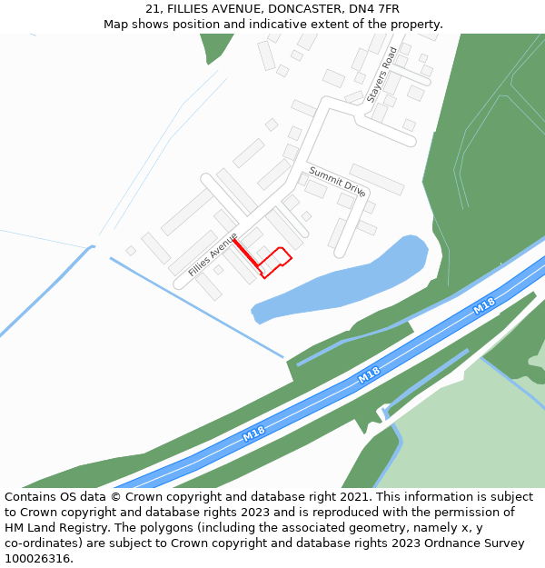 21, FILLIES AVENUE, DONCASTER, DN4 7FR: Location map and indicative extent of plot