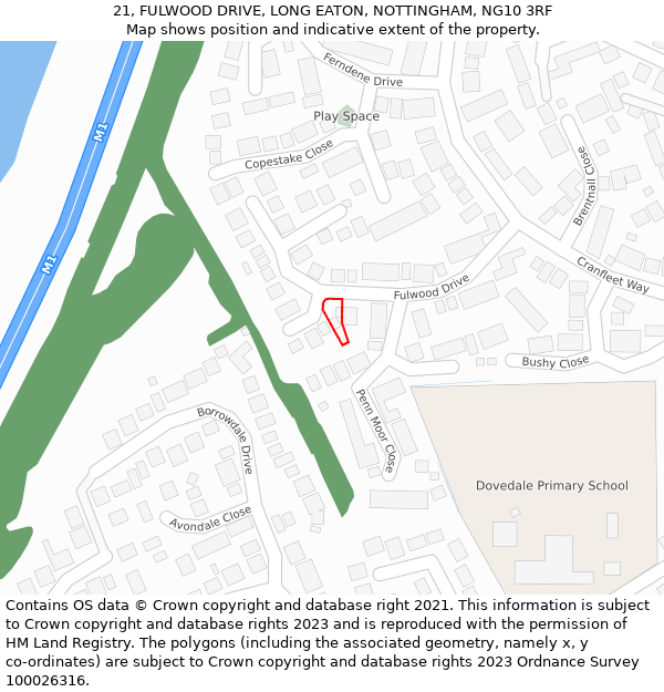 21, FULWOOD DRIVE, LONG EATON, NOTTINGHAM, NG10 3RF: Location map and indicative extent of plot