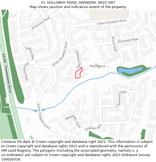 21, GALLOWAY ROAD, SWINDON, SN25 1WT: Location map and indicative extent of plot