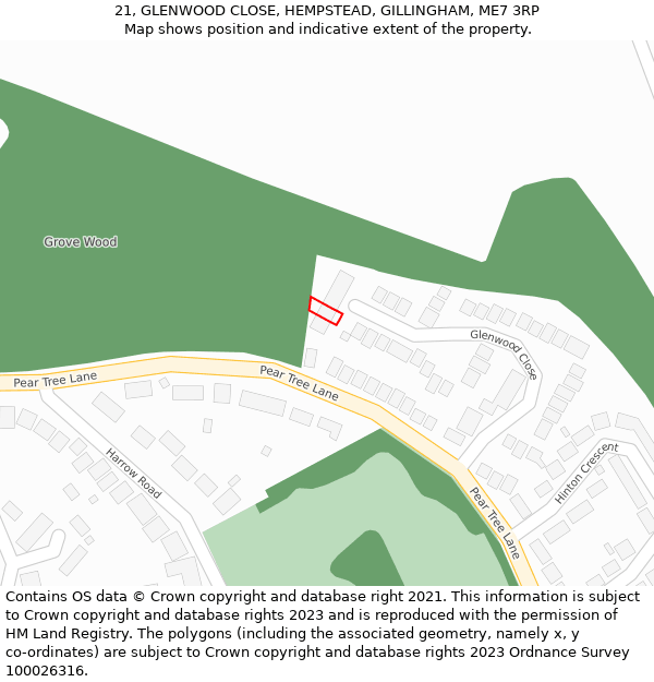 21, GLENWOOD CLOSE, HEMPSTEAD, GILLINGHAM, ME7 3RP: Location map and indicative extent of plot
