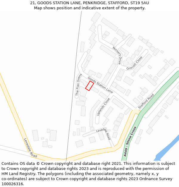 21, GOODS STATION LANE, PENKRIDGE, STAFFORD, ST19 5AU: Location map and indicative extent of plot