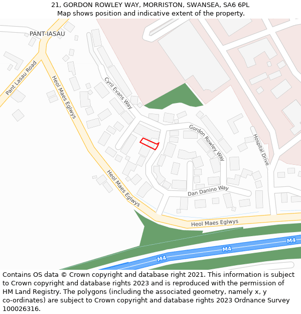 21, GORDON ROWLEY WAY, MORRISTON, SWANSEA, SA6 6PL: Location map and indicative extent of plot