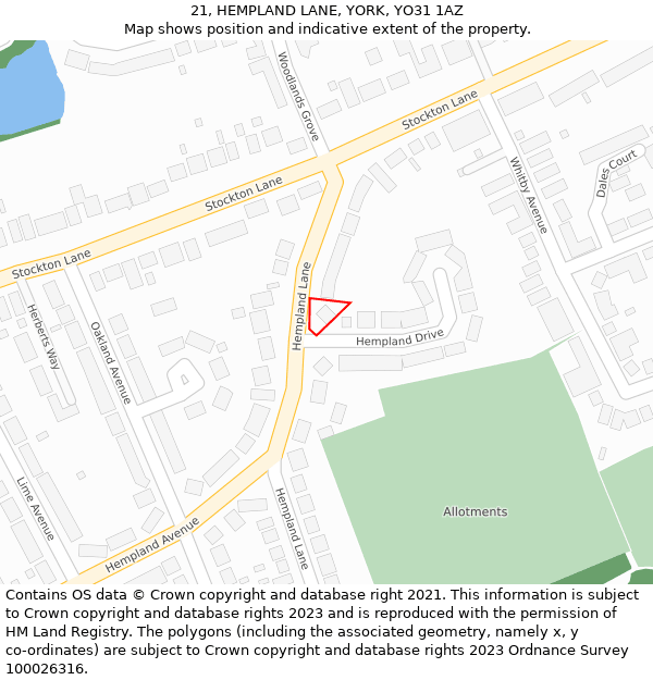 21, HEMPLAND LANE, YORK, YO31 1AZ: Location map and indicative extent of plot