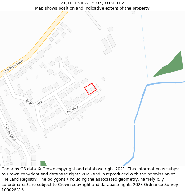 21, HILL VIEW, YORK, YO31 1HZ: Location map and indicative extent of plot