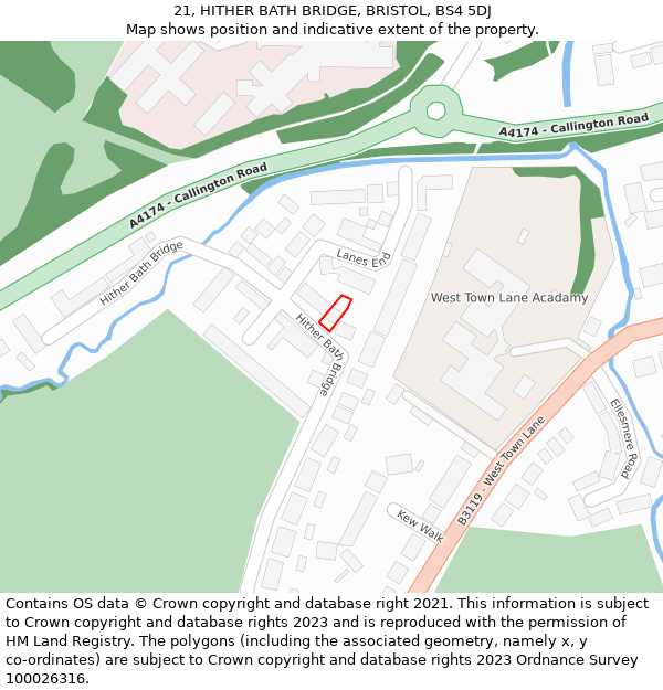 21, HITHER BATH BRIDGE, BRISTOL, BS4 5DJ: Location map and indicative extent of plot