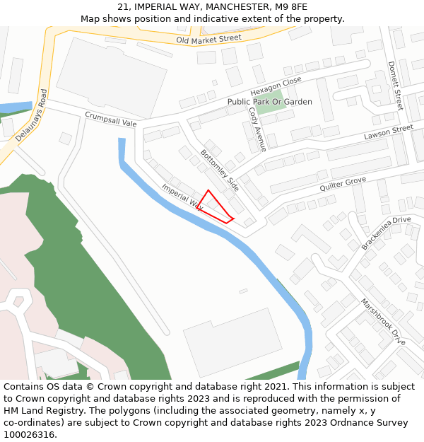 21, IMPERIAL WAY, MANCHESTER, M9 8FE: Location map and indicative extent of plot