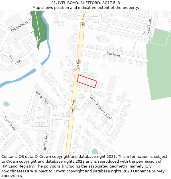 21, IVEL ROAD, SHEFFORD, SG17 5LB: Location map and indicative extent of plot