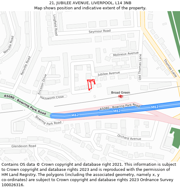 21, JUBILEE AVENUE, LIVERPOOL, L14 3NB: Location map and indicative extent of plot