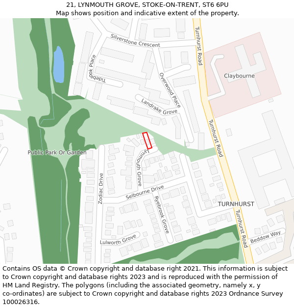21, LYNMOUTH GROVE, STOKE-ON-TRENT, ST6 6PU: Location map and indicative extent of plot