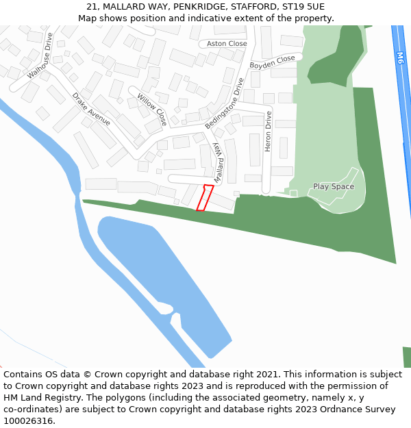 21, MALLARD WAY, PENKRIDGE, STAFFORD, ST19 5UE: Location map and indicative extent of plot