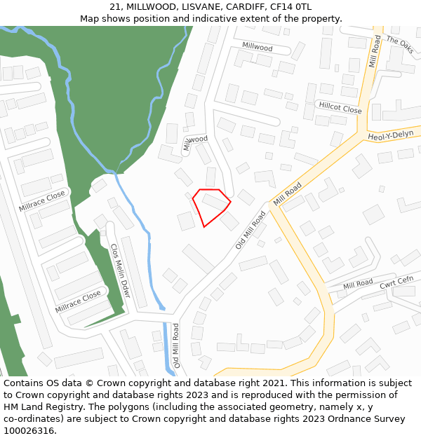 21, MILLWOOD, LISVANE, CARDIFF, CF14 0TL: Location map and indicative extent of plot