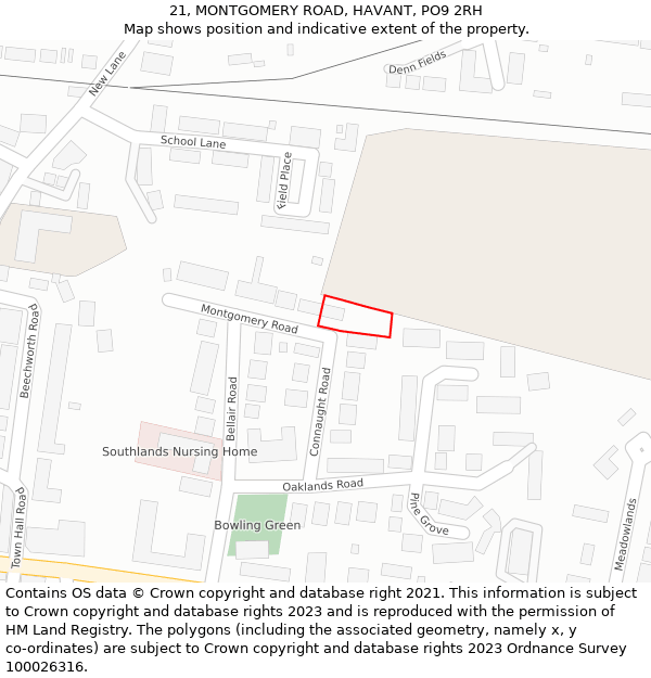21, MONTGOMERY ROAD, HAVANT, PO9 2RH: Location map and indicative extent of plot