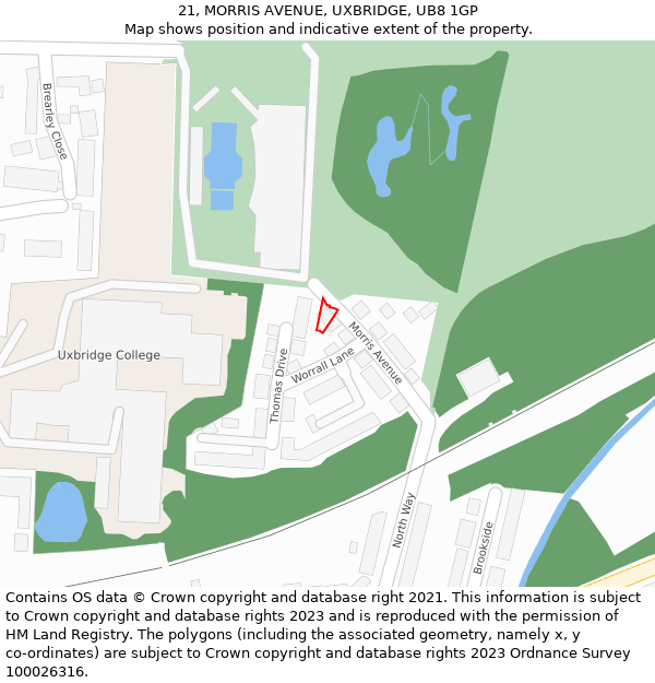 21, MORRIS AVENUE, UXBRIDGE, UB8 1GP: Location map and indicative extent of plot