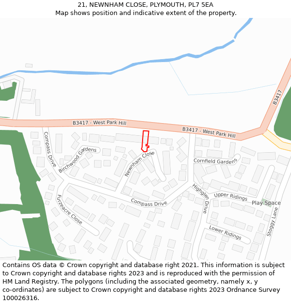 21, NEWNHAM CLOSE, PLYMOUTH, PL7 5EA: Location map and indicative extent of plot