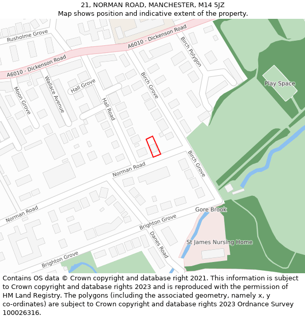 21, NORMAN ROAD, MANCHESTER, M14 5JZ: Location map and indicative extent of plot