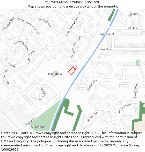21, OATLANDS, ROMSEY, SO51 0GU: Location map and indicative extent of plot