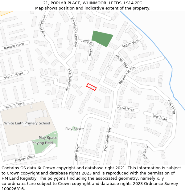 21, POPLAR PLACE, WHINMOOR, LEEDS, LS14 2FG: Location map and indicative extent of plot