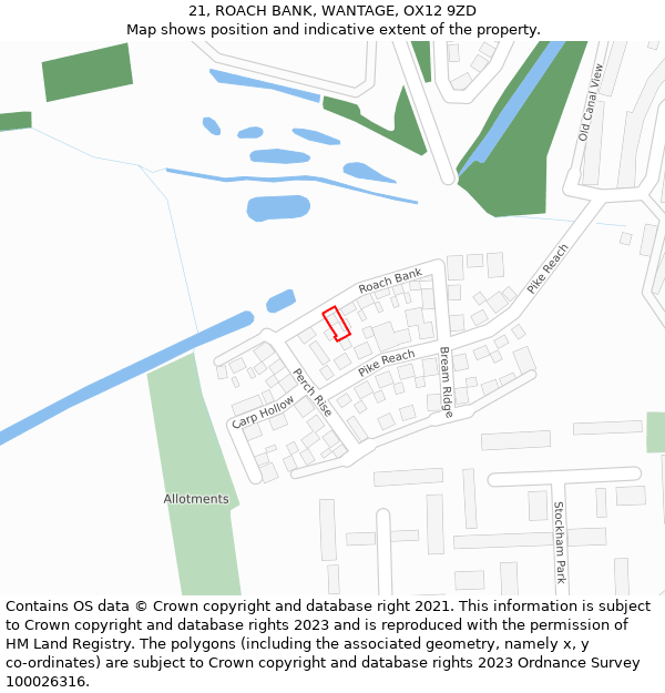 21, ROACH BANK, WANTAGE, OX12 9ZD: Location map and indicative extent of plot