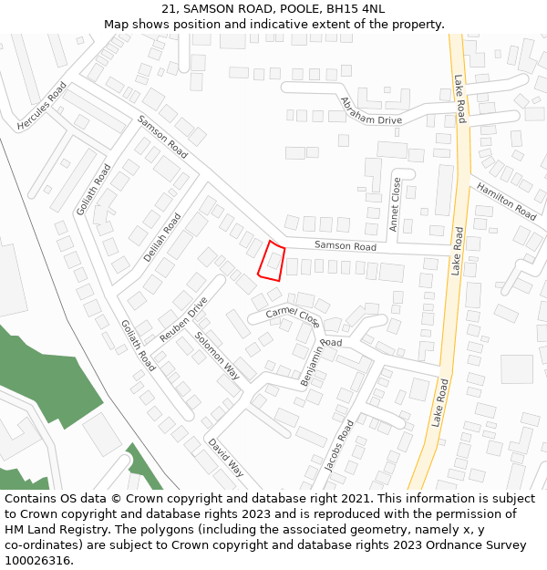 21, SAMSON ROAD, POOLE, BH15 4NL: Location map and indicative extent of plot