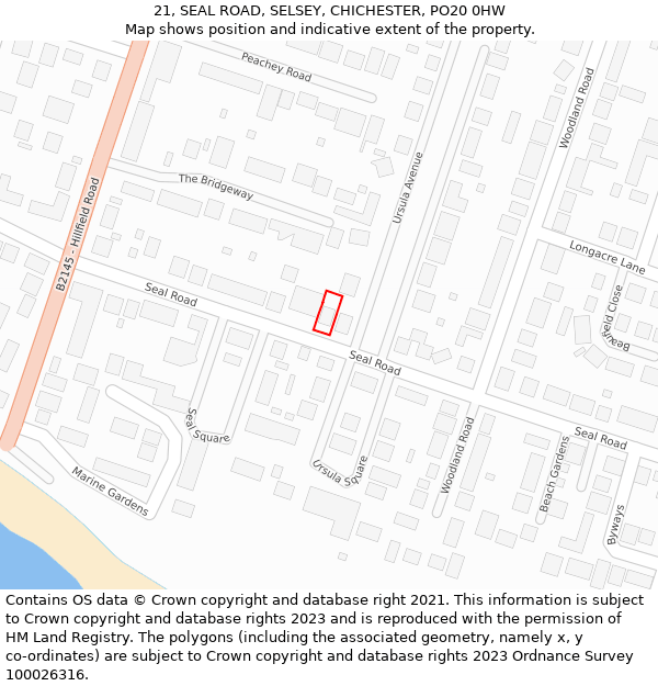 21, SEAL ROAD, SELSEY, CHICHESTER, PO20 0HW: Location map and indicative extent of plot