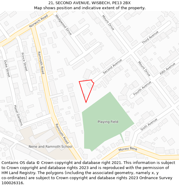 21, SECOND AVENUE, WISBECH, PE13 2BX: Location map and indicative extent of plot