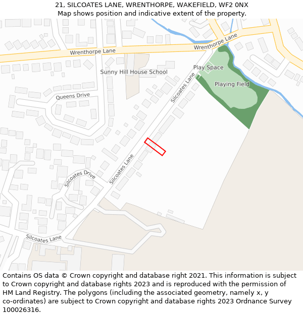 21, SILCOATES LANE, WRENTHORPE, WAKEFIELD, WF2 0NX: Location map and indicative extent of plot