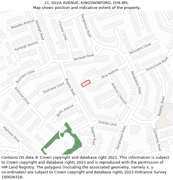 21, SILVA AVENUE, KINGSWINFORD, DY6 8PL: Location map and indicative extent of plot