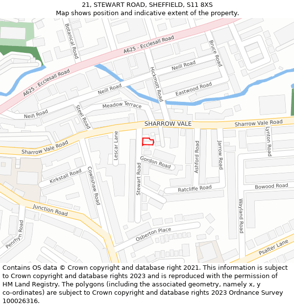 21, STEWART ROAD, SHEFFIELD, S11 8XS: Location map and indicative extent of plot