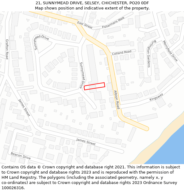 21, SUNNYMEAD DRIVE, SELSEY, CHICHESTER, PO20 0DF: Location map and indicative extent of plot