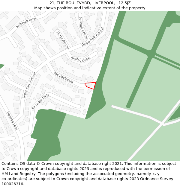 21, THE BOULEVARD, LIVERPOOL, L12 5JZ: Location map and indicative extent of plot