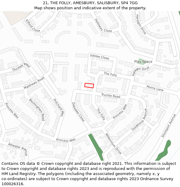 21, THE FOLLY, AMESBURY, SALISBURY, SP4 7GG: Location map and indicative extent of plot
