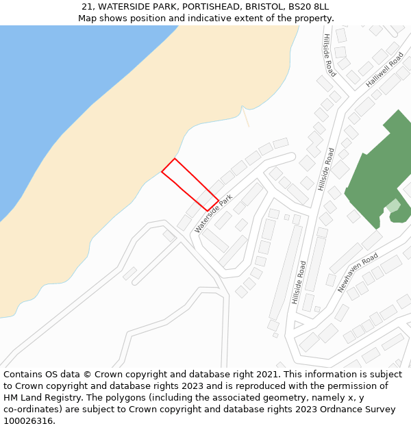 21, WATERSIDE PARK, PORTISHEAD, BRISTOL, BS20 8LL: Location map and indicative extent of plot