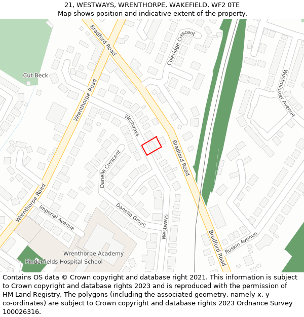 21, WESTWAYS, WRENTHORPE, WAKEFIELD, WF2 0TE: Location map and indicative extent of plot