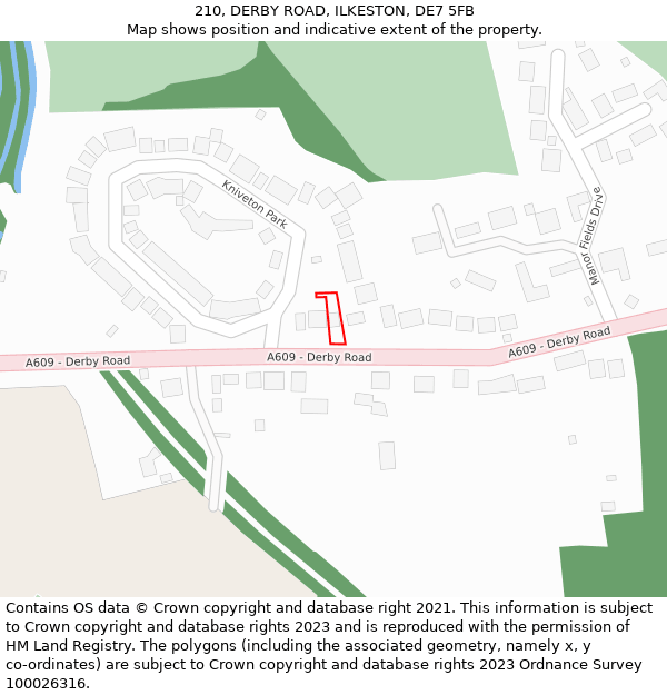 210, DERBY ROAD, ILKESTON, DE7 5FB: Location map and indicative extent of plot