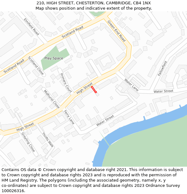 210, HIGH STREET, CHESTERTON, CAMBRIDGE, CB4 1NX: Location map and indicative extent of plot