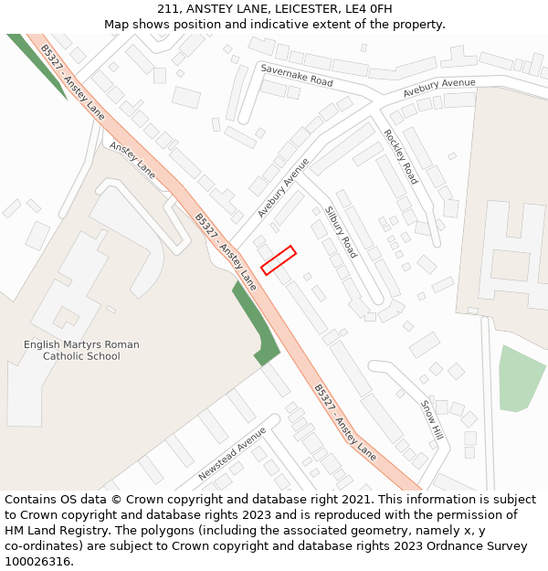 211, ANSTEY LANE, LEICESTER, LE4 0FH: Location map and indicative extent of plot