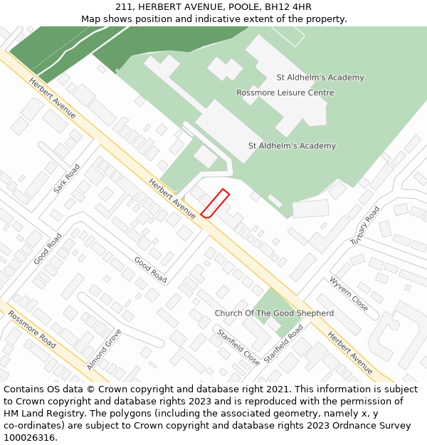 211, HERBERT AVENUE, POOLE, BH12 4HR: Location map and indicative extent of plot