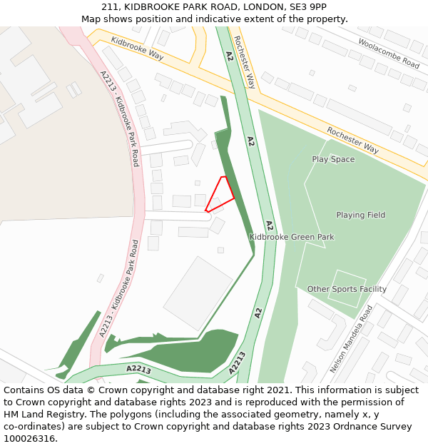 211, KIDBROOKE PARK ROAD, LONDON, SE3 9PP: Location map and indicative extent of plot