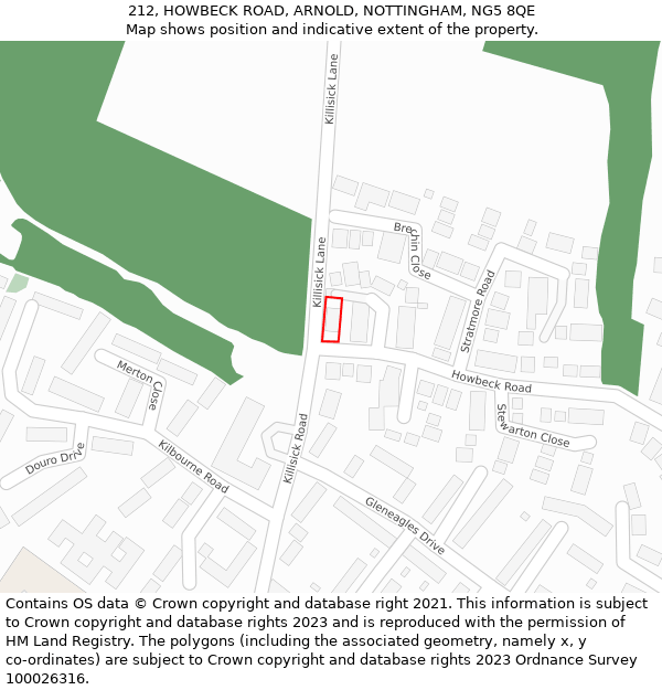 212, HOWBECK ROAD, ARNOLD, NOTTINGHAM, NG5 8QE: Location map and indicative extent of plot