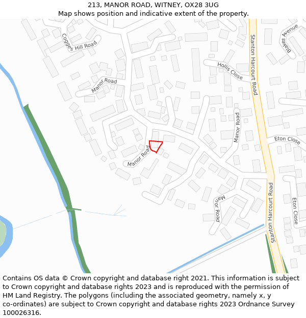 213, MANOR ROAD, WITNEY, OX28 3UG: Location map and indicative extent of plot