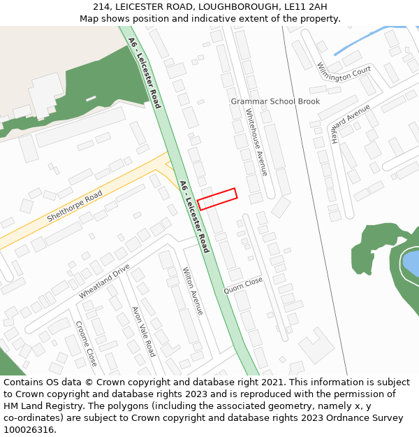 214, LEICESTER ROAD, LOUGHBOROUGH, LE11 2AH: Location map and indicative extent of plot